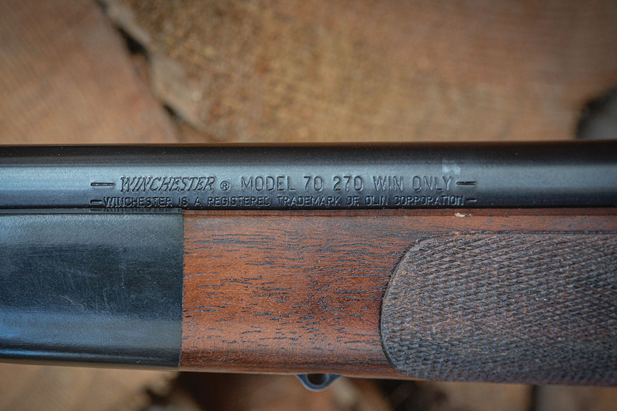 Winchester Model 70 barrel marking.